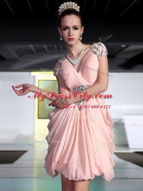 Decent V-neck Sleeveless Chiffon Party Dresses Beading Zipper