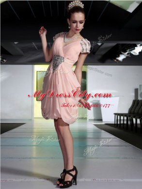 Decent V-neck Sleeveless Chiffon Party Dresses Beading Zipper