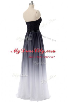 Classical Sleeveless Floor Length Belt Lace Up Prom Evening Gown with Black