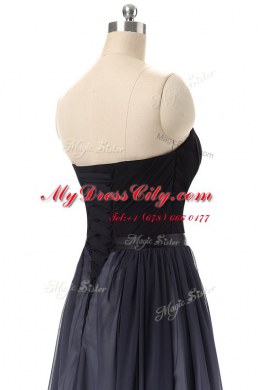 Classical Sleeveless Floor Length Belt Lace Up Prom Evening Gown with Black