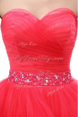 Pretty Organza Sleeveless Knee Length and Beading and Ruffled Layers