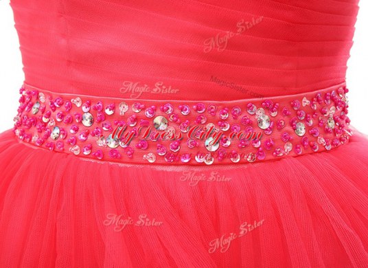 Pretty Organza Sleeveless Knee Length and Beading and Ruffled Layers