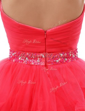 Pretty Organza Sleeveless Knee Length and Beading and Ruffled Layers