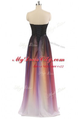 Multi-color Chiffon Lace Up Sweetheart Sleeveless Floor Length Belt