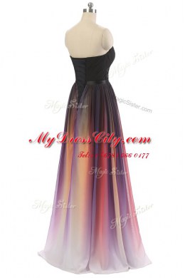 Multi-color Chiffon Lace Up Sweetheart Sleeveless Floor Length Belt