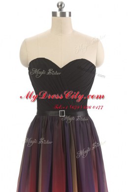 Multi-color Chiffon Lace Up Sweetheart Sleeveless Floor Length Belt