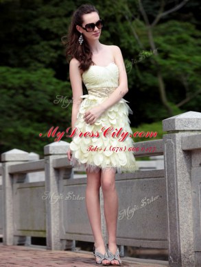 Fancy Light Yellow Sleeveless Chiffon Zipper Dress for Prom for Prom and Party