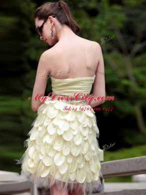 Fancy Light Yellow Sleeveless Chiffon Zipper Dress for Prom for Prom and Party