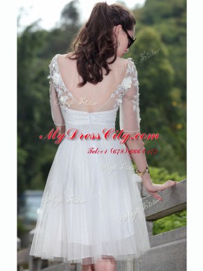 Wonderful White Zipper Prom Party Dress Lace Sleeveless Knee Length