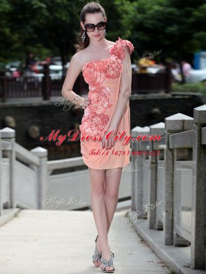 Peach Sleeveless Chiffon Zipper for Prom and Party