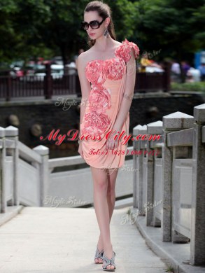 Peach Sleeveless Chiffon Zipper for Prom and Party