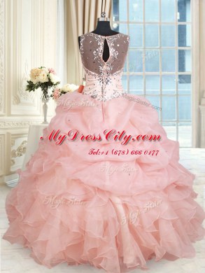 Straps Sleeveless Zipper Floor Length Beading and Ruffles and Pick Ups Quinceanera Gowns