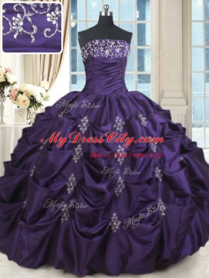 Floor Length Ball Gowns Sleeveless Purple Sweet 16 Quinceanera Dress Lace Up