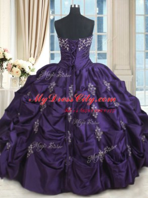 Floor Length Ball Gowns Sleeveless Purple Sweet 16 Quinceanera Dress Lace Up