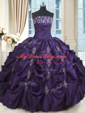 Floor Length Ball Gowns Sleeveless Purple Sweet 16 Quinceanera Dress Lace Up