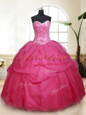 Sleeveless Lace Up Floor Length Beading and Ruffles and Sequins Quinceanera Gown