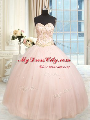 Extravagant Baby Pink Sweetheart Lace Up Beading and Embroidery Quinceanera Gowns Sleeveless