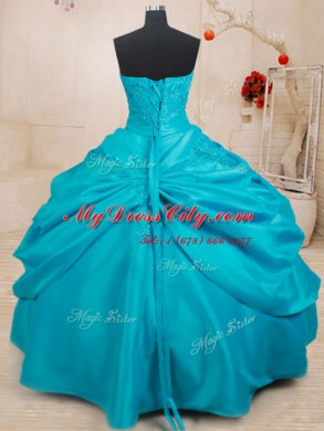 Top Selling Sleeveless Appliques Lace Up Quince Ball Gowns