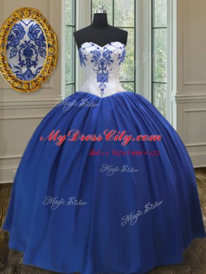 Flirting Royal Blue Sweetheart Neckline Embroidery Sweet 16 Dress Sleeveless Lace Up