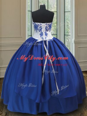Flirting Royal Blue Sweetheart Neckline Embroidery Sweet 16 Dress Sleeveless Lace Up