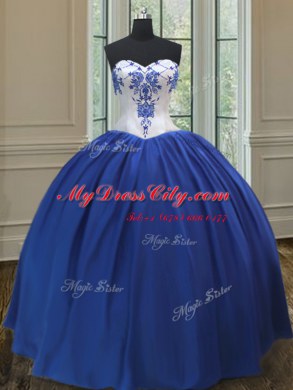 Flirting Royal Blue Sweetheart Neckline Embroidery Sweet 16 Dress Sleeveless Lace Up
