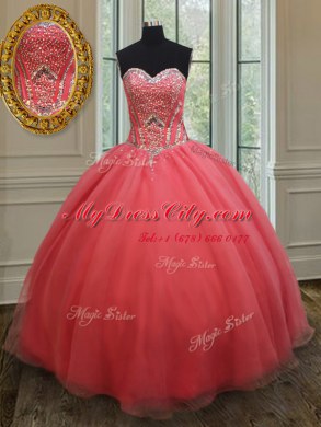 New Style Floor Length Ball Gowns Sleeveless Pink Ball Gown Prom Dress Lace Up