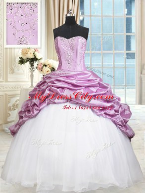 Multi-color Organza and Taffeta Lace Up Sweetheart Sleeveless Floor Length Quinceanera Gowns Beading and Pick Ups
