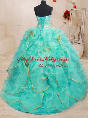 Sequins Ball Gowns Ball Gown Prom Dress Apple Green Sweetheart Organza Sleeveless Floor Length Lace Up