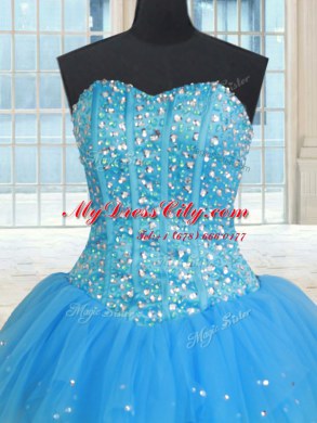 Stunning Tulle Sweetheart Sleeveless Lace Up Beading and Ruffles 15 Quinceanera Dress in Multi-color