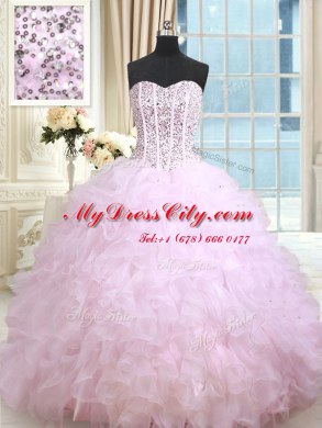 Vintage Ruffled Floor Length Ball Gowns Sleeveless Lilac Ball Gown Prom Dress Lace Up