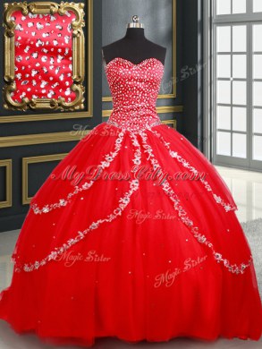 Glittering Tulle Sleeveless 15th Birthday Dress and Beading and Appliques