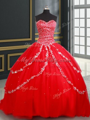 Glittering Tulle Sleeveless 15th Birthday Dress and Beading and Appliques