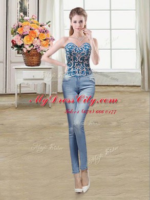 Fabulous Three Piece Teal Lace Up Quince Ball Gowns Beading Sleeveless Floor Length