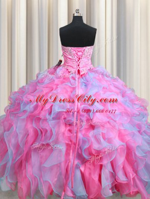Discount Three Piece Floor Length Multi-color Quinceanera Dress Sweetheart Sleeveless Lace Up