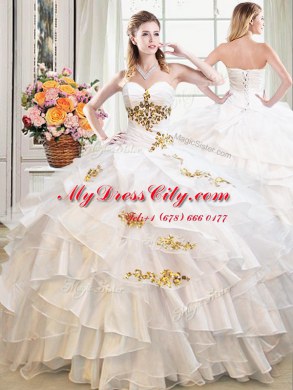 Modern Sleeveless Beading and Ruffles Lace Up 15 Quinceanera Dress