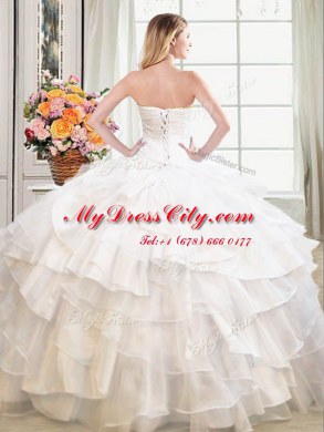 Modern Sleeveless Beading and Ruffles Lace Up 15 Quinceanera Dress