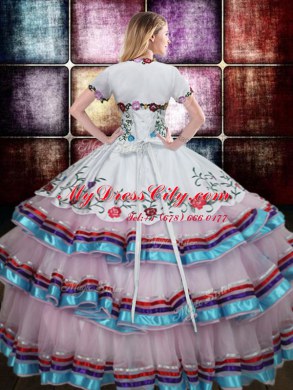 Smart Straps Taffeta Sleeveless Floor Length Sweet 16 Dresses and Beading and Embroidery