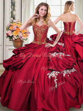 Taffeta Sleeveless Floor Length Quinceanera Gown and Beading and Appliques and Pick Ups