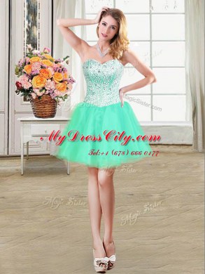 Four Piece Beading and Ruffles and Pick Ups Sweet 16 Quinceanera Dress Apple Green Lace Up Sleeveless Floor Length