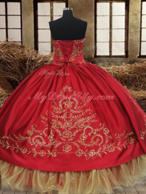 Elegant Wine Red Quinceanera Dresses Military Ball and Sweet 16 and Quinceanera and For with Beading and Embroidery Sweetheart Sleeveless Lace Up
