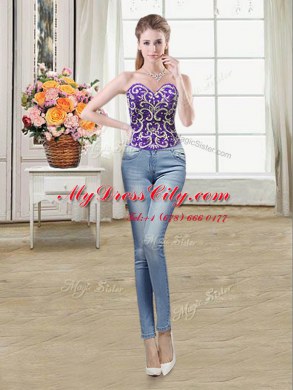 Fitting Three Piece Purple Ball Gowns Tulle Sweetheart Sleeveless Beading Floor Length Lace Up Quinceanera Gowns