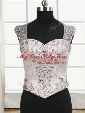 Three Piece Straps Pink Sleeveless Beading Floor Length Sweet 16 Dresses