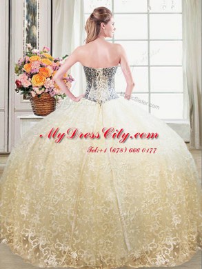 Attractive Champagne Sleeveless Tulle and Lace Lace Up 15 Quinceanera Dress for Military Ball and Sweet 16 and Quinceanera