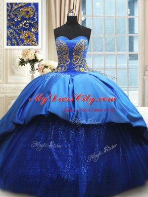 Flare Sleeveless Court Train Beading and Embroidery Lace Up Sweet 16 Quinceanera Dress
