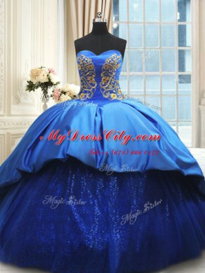 Flare Sleeveless Court Train Beading and Embroidery Lace Up Sweet 16 Quinceanera Dress