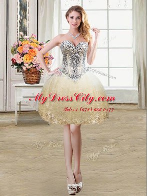 Four Piece Floor Length Champagne Sweet 16 Dresses Tulle and Lace Sleeveless Beading and Lace