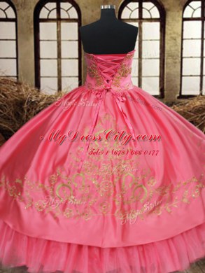 Fashionable Sleeveless Organza and Taffeta Floor Length Lace Up Quinceanera Dresses in Pink with Beading and Embroidery