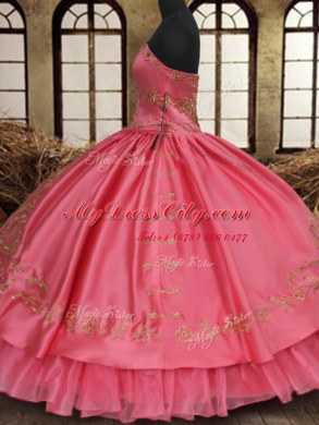 Fashionable Sleeveless Organza and Taffeta Floor Length Lace Up Quinceanera Dresses in Pink with Beading and Embroidery