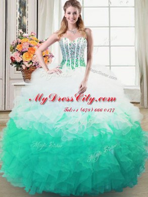 Sweetheart Sleeveless Lace Up Quinceanera Gown Multi-color Organza