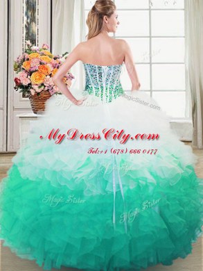 Sweetheart Sleeveless Lace Up Quinceanera Gown Multi-color Organza